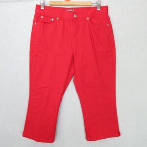 Chaps Denim Pants Womens 8 (32 x 21) Red Cropped Stretch Capris Button Pockets